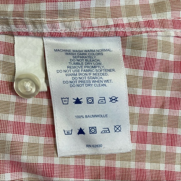 LANDS END Checkered Button Down Pink No Iron Shirt Blouse Womens Size 16 - Picture 8 of 14